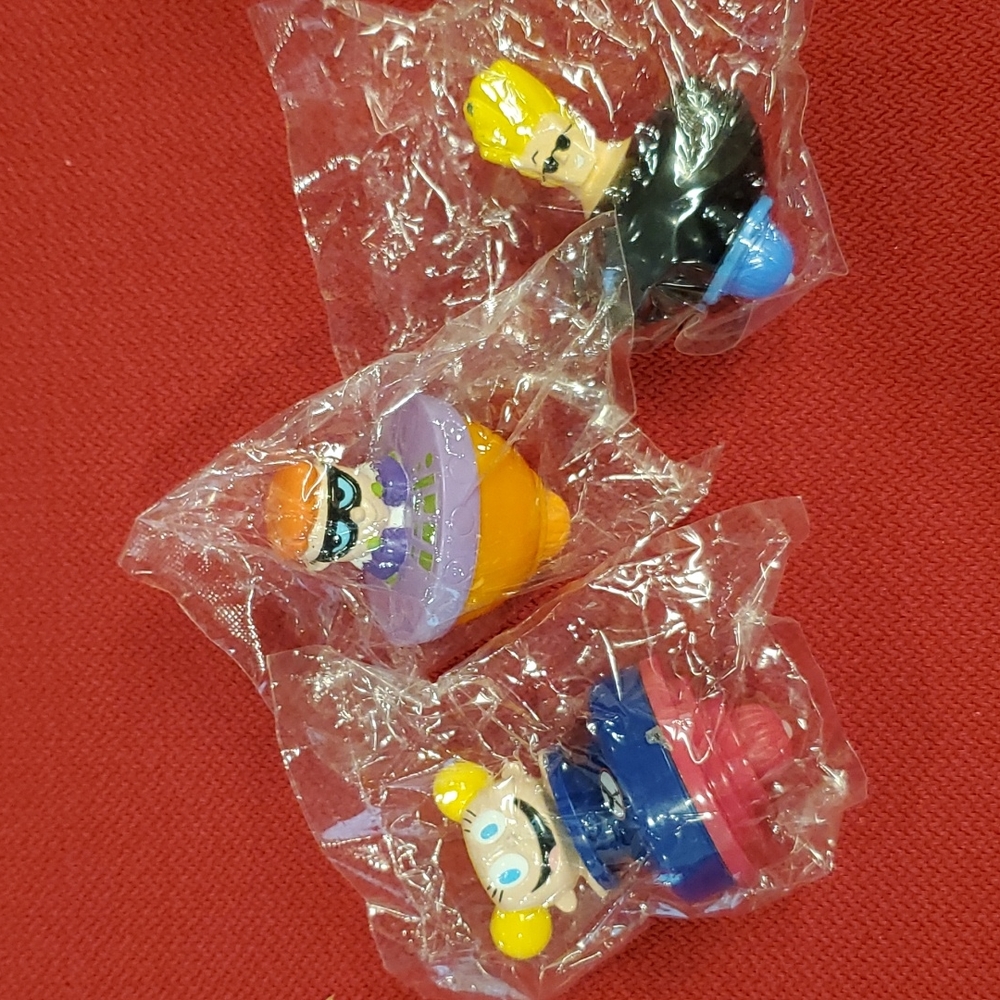 Johnny Bravo Dede and Dexter's Laboratory spinning tops set of 3 Cartoon Network